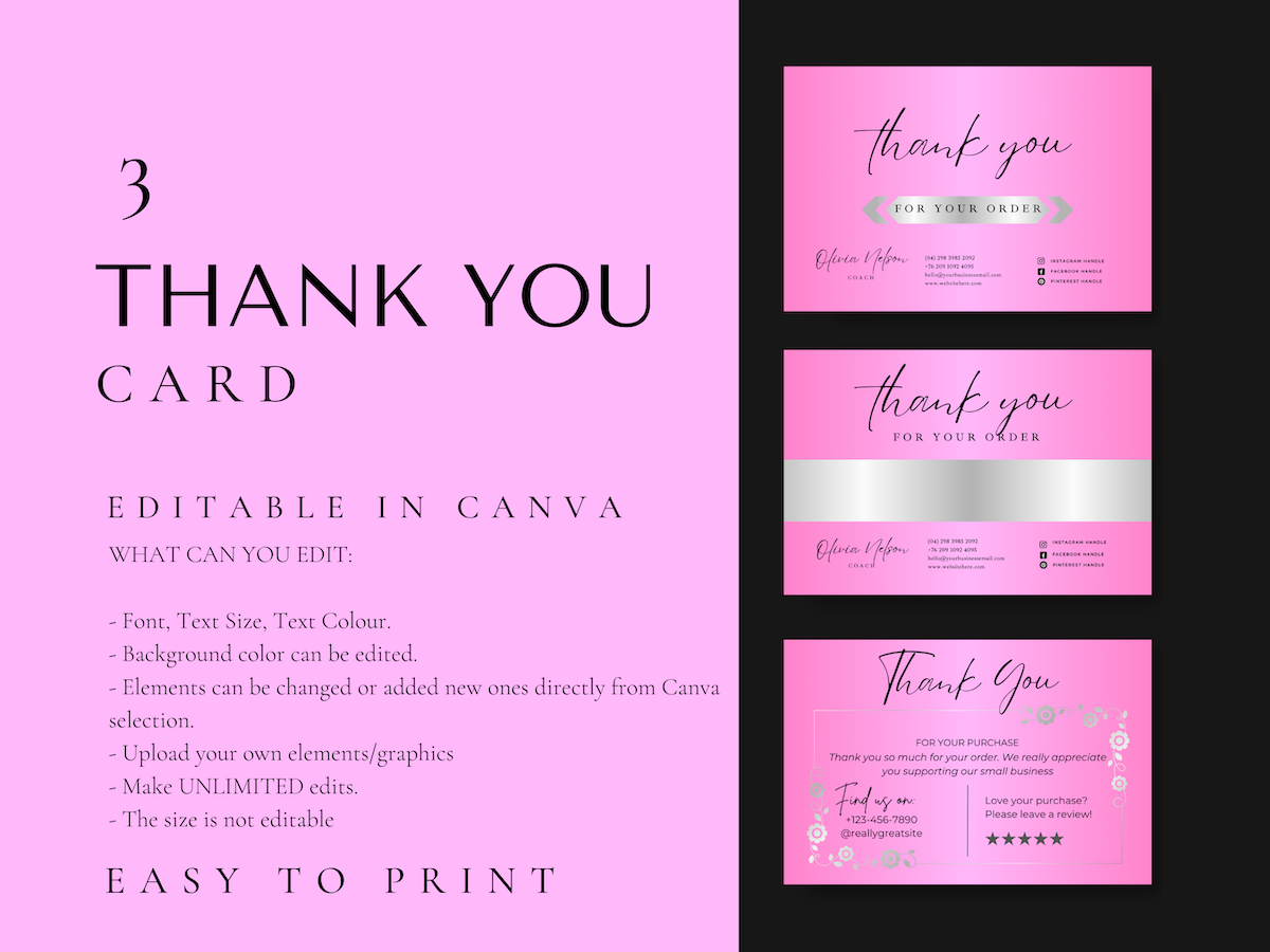 hot pink thank you card -